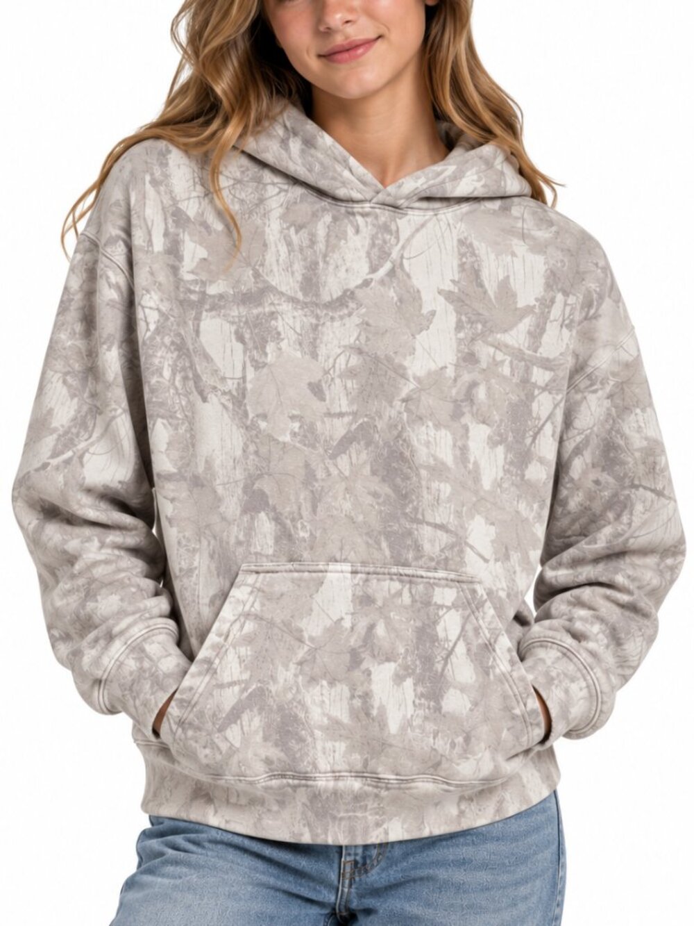 Hollister Camo Hooded Sweatshirt Gray XS Cozy Loungewear Hoodie